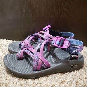Blue and Purple Chacos